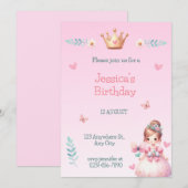 Princess Fairytale Birthday Party Invitation Kaart (Voorkant / Achterkant)