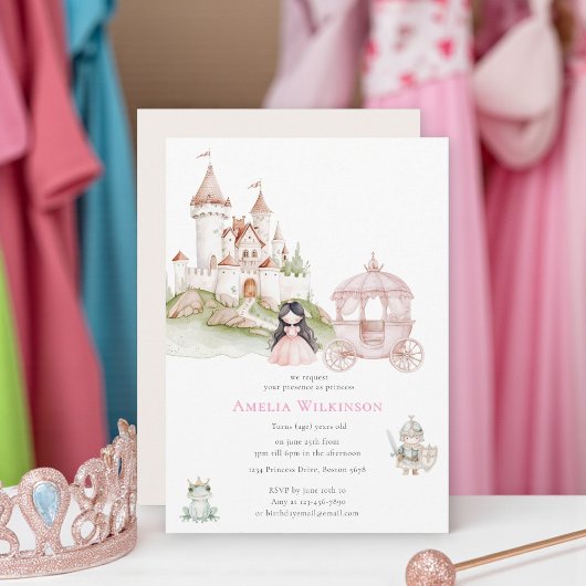 Princess Fairytale Pastel Pink Invitation d'annive