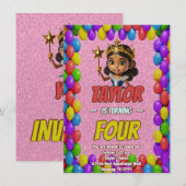 Princess Fairytale Royal Joli Invitation d'anniver (Devant / Derrière)