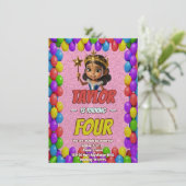 Princess Fairytale Royal Joli Invitation d'anniver (Debout devant)