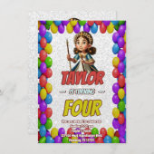 Princess Fairytale Royal Joli Invitation d'anniver (Devant / Derrière)