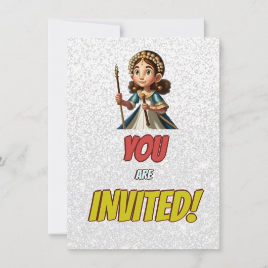 Princess Fairytale Royal Joli Invitation d'anniver (Dos)