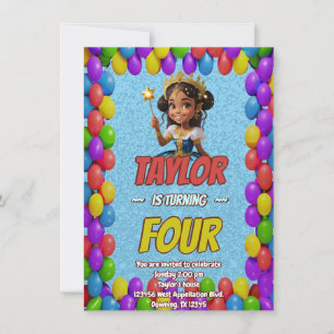 Princess Fairytale Royal Joli Invitation d'anniver
