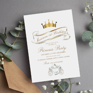 Princess First Birthday Invitation Kaart
