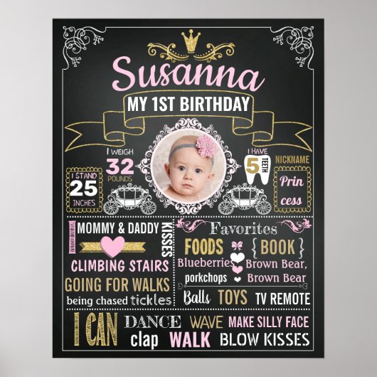 Princess First jarig Sign Milestone Poster (Voorkant)