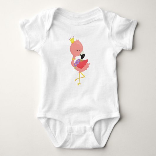 Princess Flamingo, Cute Flamingo, Crown, Flowers Romper (Voorkant)