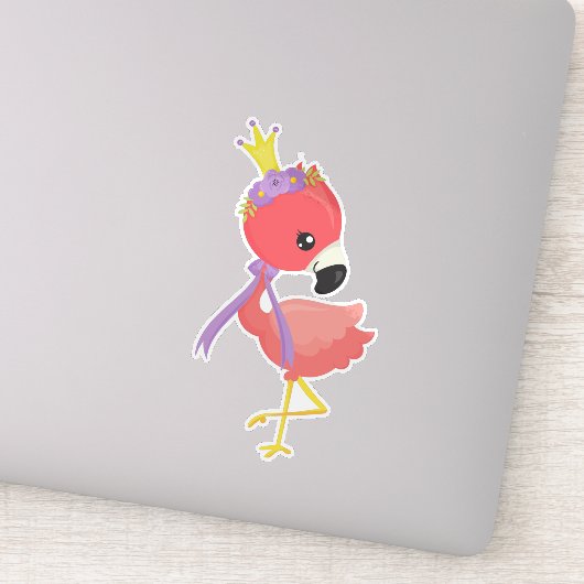 Princess Flamingo, Cute Flamingo, Flowers, Crown Sticker (Detail)