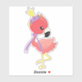 Princess Flamingo, Cute Flamingo, Flowers, Crown Sticker (Vel)