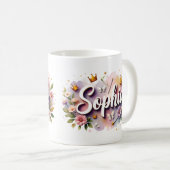 Princess Floral Custom Mug – Personalized Name  (Devant droit)