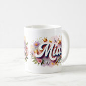 Princess Floral Custom Mug – Personalized Name Mia (Devant droit)