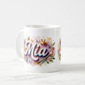 Princess Floral Custom Mug – Personalized Name Mia (Devant gauche)