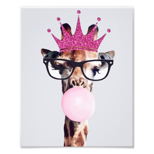Princess Giraffe Bgloing Bubble gom Foto Afdruk (Voorkant)