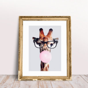 Princess Giraffe Bgloing Bubble gom Foto Afdruk