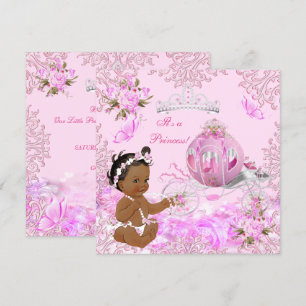 Princess Girl Baby shower Pink Carriage Ethnic Kaart