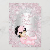 Princess Girl Baby shower Pink Winter Wonderland Kaart (Voorkant / Achterkant)