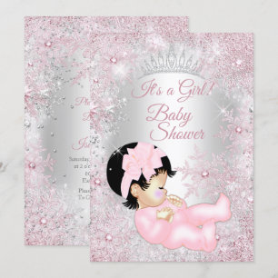 Princess Girl Baby shower Pink Winter Wonderland Kaart