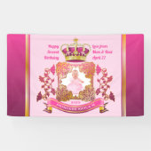 Princess Gold Crown pasteert uw foto Fancy Lijst Spandoek (Horizontaal)