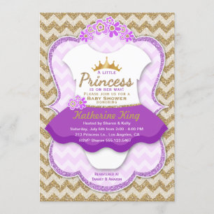 Princess Gold Glitter Tutu Baby shower Uitnodiging