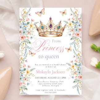 Princess Gouden Kroon Bloem Vlinder bruidsdouche Kaart