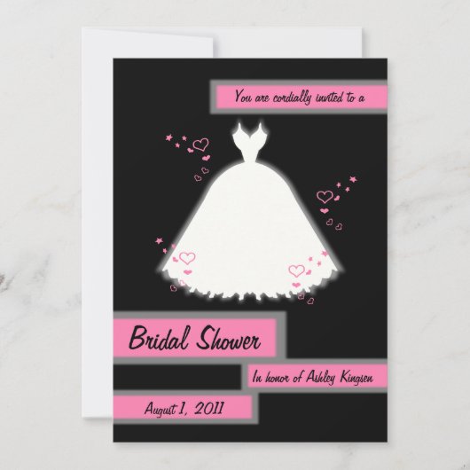 Princess Gown & Hearts Bridal Shower Invitation 3 (Devant)