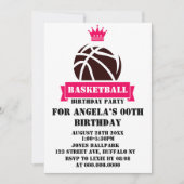 Princess Hot Pink Basketball Invitation de fête d' (Devant)