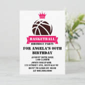 Princess Hot Pink Basketball Invitation de fête d' (Debout devant)