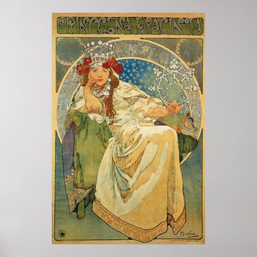 Princess Hyacinth door Alphonse Mucha Poster (Voorkant)
