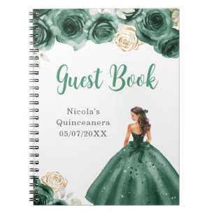 Princess in Green Dress Quinceanera Gastboek Notitieboek