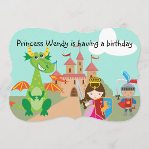 Princess in Pink Dragon en Knight verjaardagsuitno Kaart