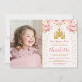 Princess Invitation Anniversaire Château Floral (Devant)