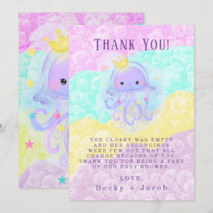 Princess Jellyfish Baby shower Dank u wel Bedankkaart