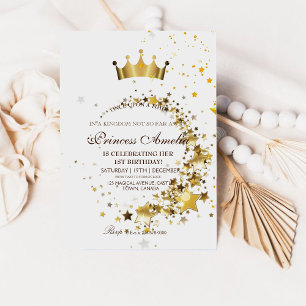 Princess Kingdom Gold 1er anniversaire Invitation