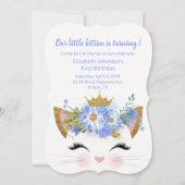 Princess Kitty Babys Invitation pour le premier an (Devant)