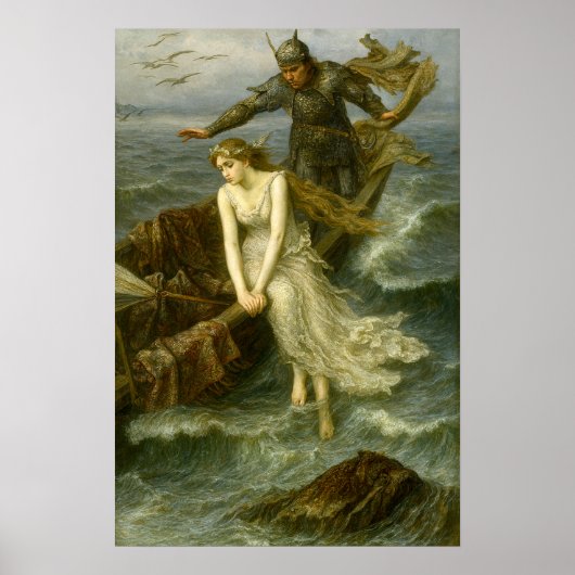 Princess & Knight At Sea Medieval Fantasy Art Poster (Voorkant)