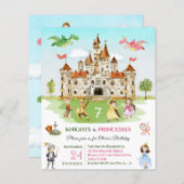 Princess knight kind child Birthday Invitation (Voorkant / Achterkant)