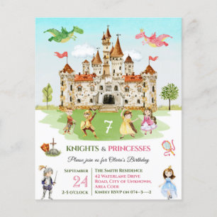 Princess knight kind child Birthday Invitation