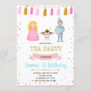 Princess knight tea party verjaardaguitnodiging kaart