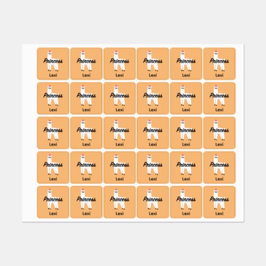 Princess Lama Design - Petit Étiquette Carré (Feuille)