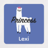 Princess Lama Design - Small Square Clothing Label (Design 2)