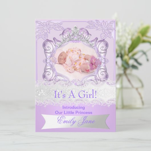 Princess Lila New Baby Girl aankondiging Foto (Staand voorkant)