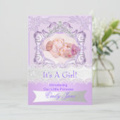 Princess Lila New Baby Girl Anouncement Foto Aankondiging (Staand voorkant)