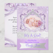 Princess Lila New Baby Girl Anouncement Foto Aankondiging (Voorkant / Achterkant)