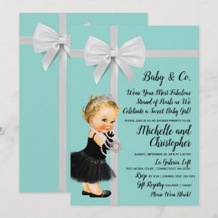 Princess Little Black Dress Blauw Baby shower Kaart