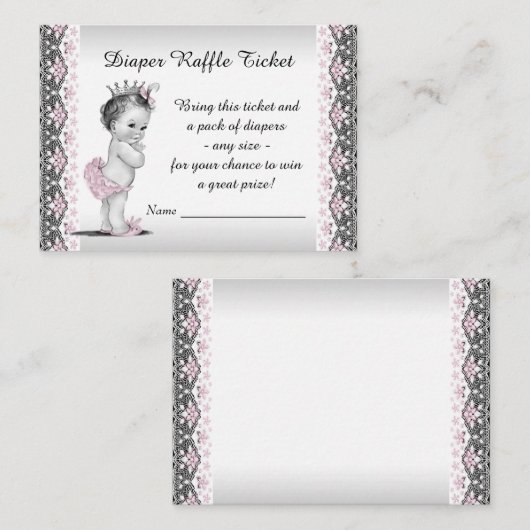 Princess Luier Raffle Ticket Informatiekaartje (Voorkant / Achterkant)