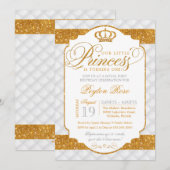 Princess Luxury White Gold Invitation Anniversaire (Devant / Derrière)