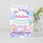 Princess & Mermaid Birthday Invitation Card (Debout devant)