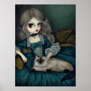 Princess met een Himalayan Cat gothic rococo Print