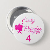 Princess My Party Personalize Name Age Birthday Ronde Button 7,6 Cm (Voorkant /achterkant)