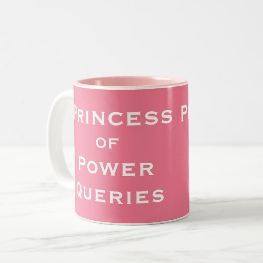 Princess of PowerCESSS Power Queries Spreadsheet Tweekleurige Koffiemok (Voorkant links)
