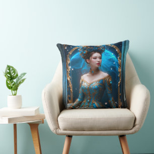 Princess Of The Blue Roos AI Art van Xzendor7 Kussen